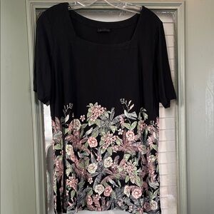 J Jill Floral Black Top